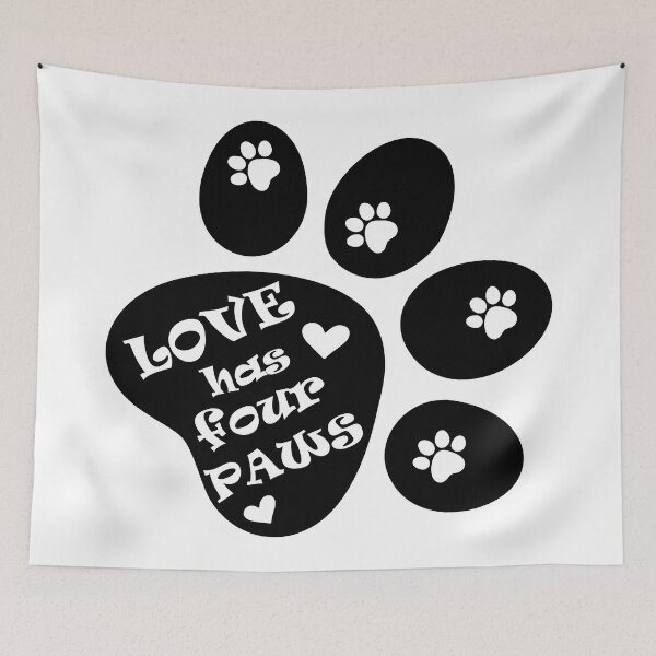 Item preview, Love has four paws - Simple text illustration - Black designed and sold by pixelspantry.