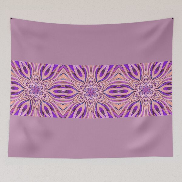 Item preview, Abstract Flowers Pattern Boho Vibes in a Thick Single Stripe on a Lilac Background designed and sold by Beachy.