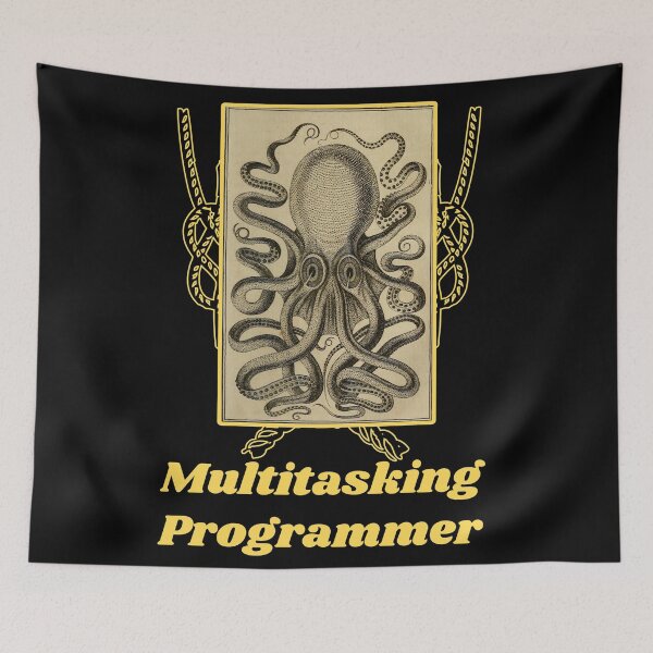 Item preview, 'Multitasking Programmer' Old Book Octopus Graphic - Funny Quotes Designs for T-shirts, stickers and other accessories designed and sold by Ridiculam Toga.