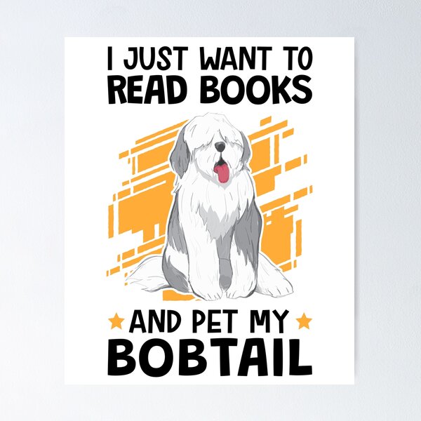 Item preview, Reading books and petting Bobtail German Shepherd designed and sold by madgrfx.