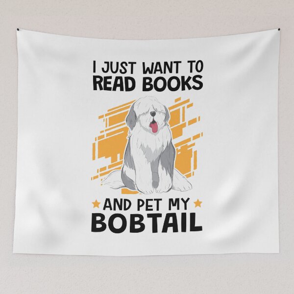 Item preview, Reading books and petting Bobtail German Shepherd designed and sold by madgrfx.