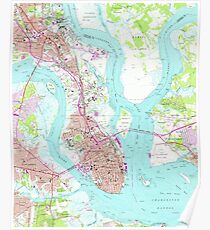 Vintage Map of Charleston South Carolina (1958) Poster