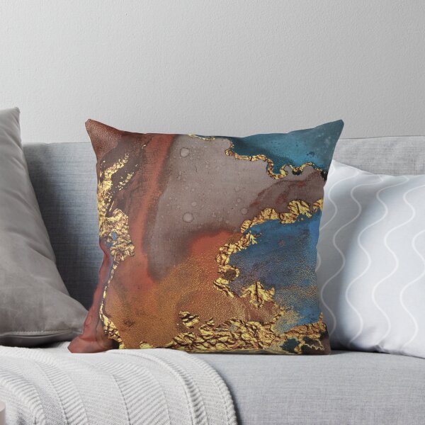 Artikel-Vorschau von Aquarell-Schiefer-Blau-Rost-Orange und Gold, moderne abstrakte Galaxie, designt und verkauft von PixDezines.