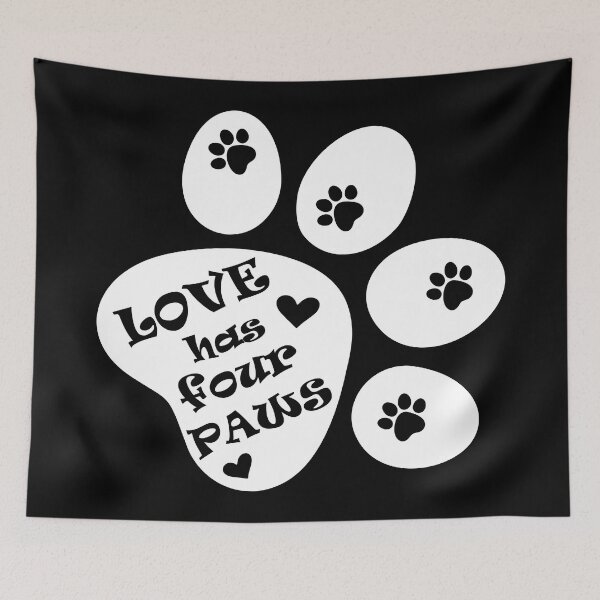 Item preview, Love has four paws - Simple text illustration - White designed and sold by pixelspantry.