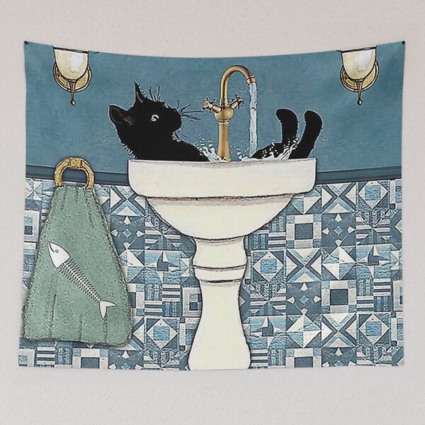 Item preview, Black Cat Wash your Paws Vertical  designed and sold by mielania.