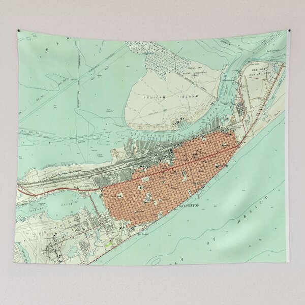 Item preview, Vintage Map of Galveston Texas (1954) 3 designed and sold by BravuraMedia.