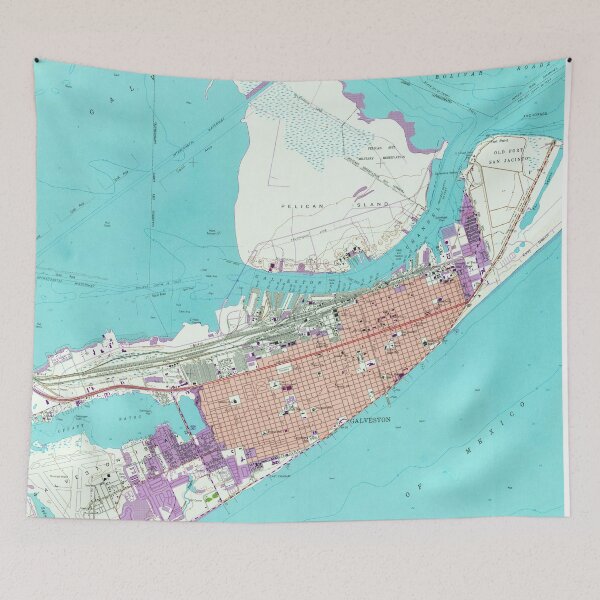 Item preview, Vintage Map of Galveston Texas (1954) designed and sold by BravuraMedia.