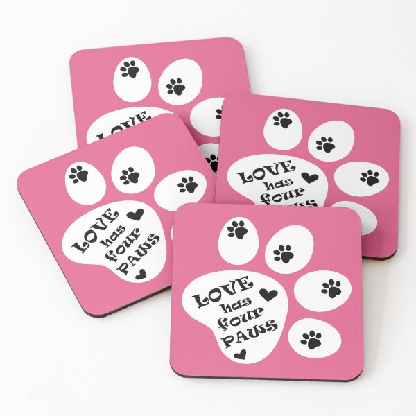 Item preview, Love has four paws - Text illustration on Pink designed and sold by pixelspantry.