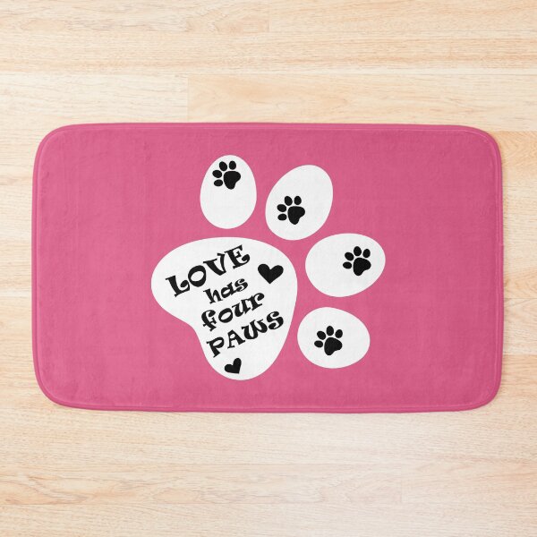 Item preview, Love has four paws - Text illustration on Pink designed and sold by pixelspantry.