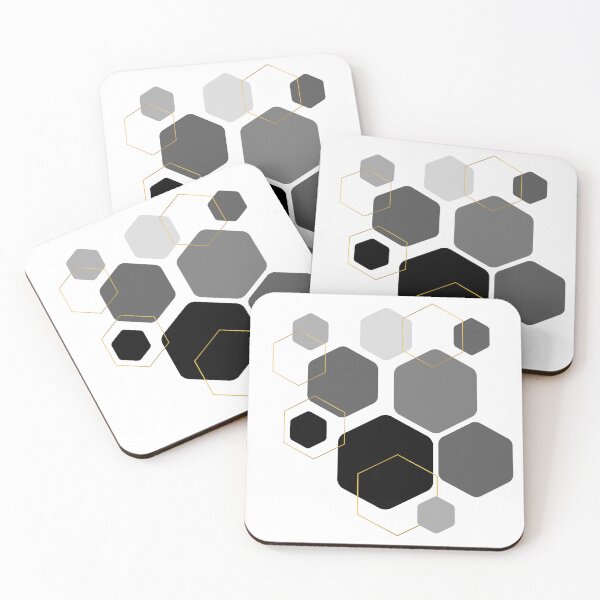 Item preview, Geometric Hexagons Grey and Gold designed and sold by JudithandJane.