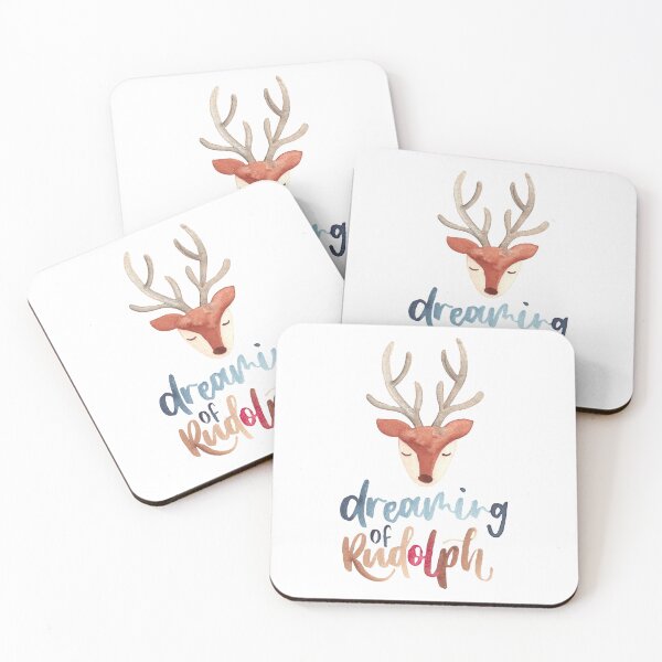 Item preview, Dreaming of Rudolph watercolour reindeer and hand lettering designed and sold by Ashleigh Fish.