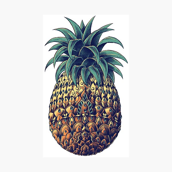 Ornate Pineapple (Color Version) Photographic Print