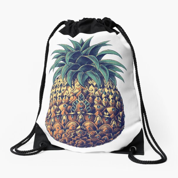 Ornate Pineapple (Color Version) Drawstring Bag
