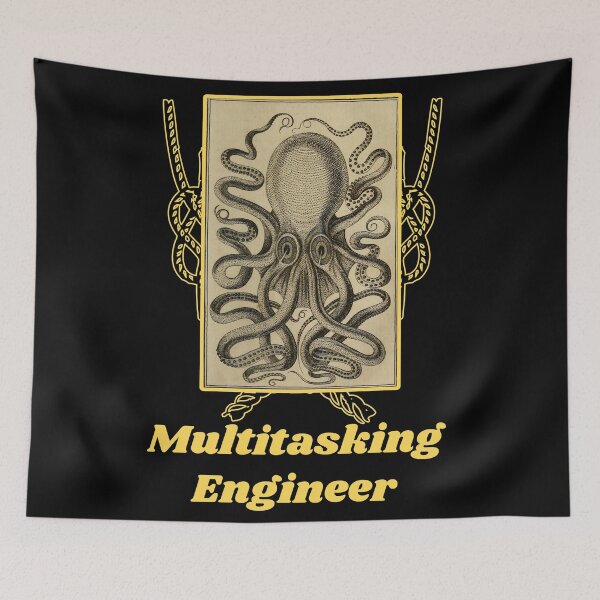 Item preview, 'Multitasking Engineer' Old Book Octopus Graphic - Funny Quotes Designs for T-shirts, stickers and other accessories designed and sold by Ridiculam Toga.