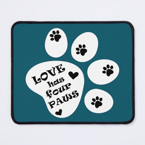 Item preview, Love has four paws - Text illustration on Dark Turquoise designed and sold by pixelspantry.