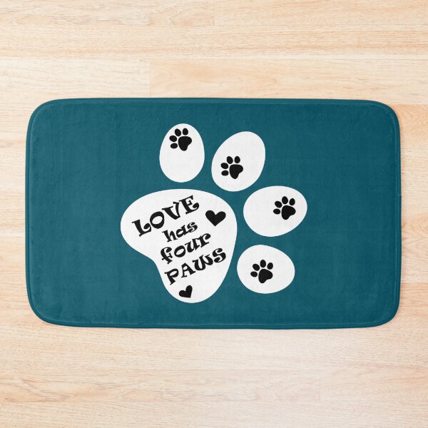 Item preview, Love has four paws - Text illustration on Dark Turquoise designed and sold by pixelspantry.