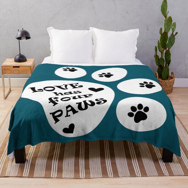 Item preview, Love has four paws - Text illustration on Dark Turquoise designed and sold by pixelspantry.