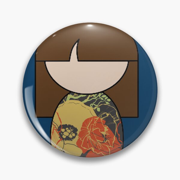 Item preview, Japanese Kokeshi Doll in Yellow and Orange Floral Print173 designed and sold by BareNakedNutes.