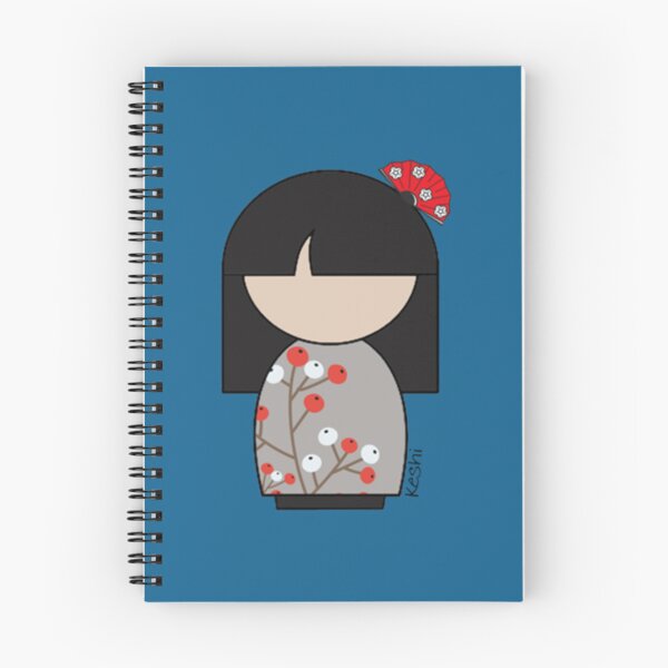 Item preview, Japanese Kokeshi Doll White and Red Flower Buds Print  202 designed and sold by BareNakedNutes.