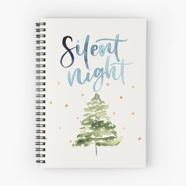 Item preview, Silent night Christmas watercolour with lettering and Christmas tree designed and sold by Ashleigh Fish.