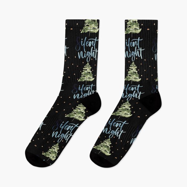 Item preview, Silent night Christmas watercolour with lettering and Christmas tree designed and sold by Ashleigh Fish.