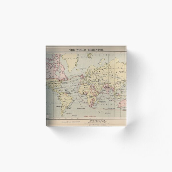 Vintage Map of The World (1914) Acrylic Block