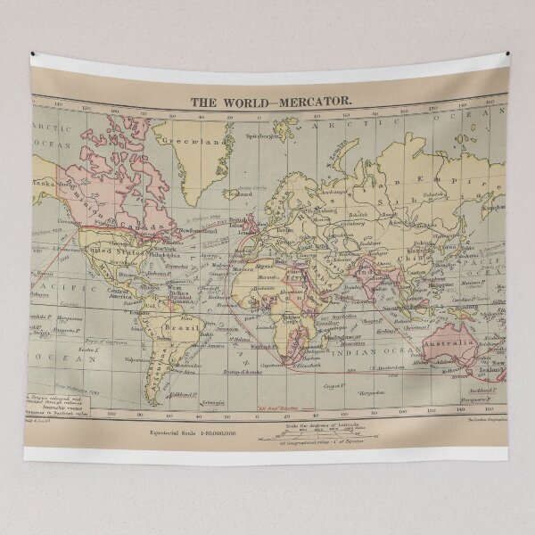Item preview, Vintage Map of The World (1914)  designed and sold by BravuraMedia.