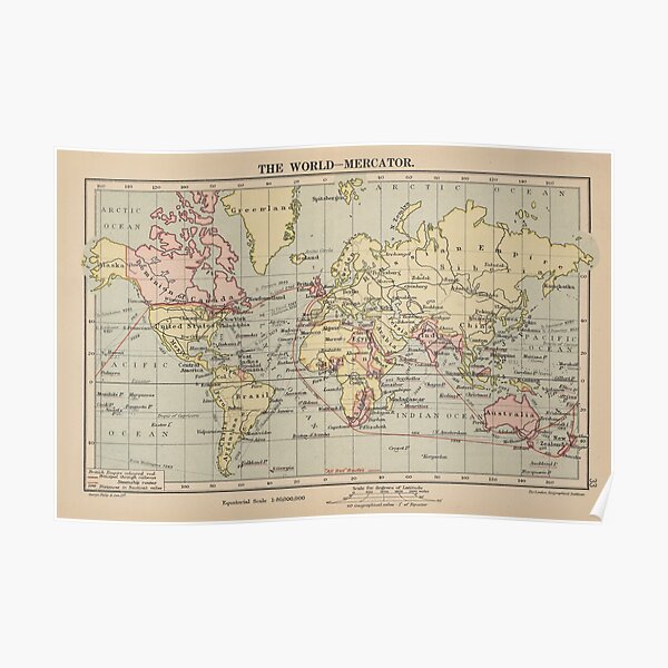 Vintage Map of The World (1914) Poster