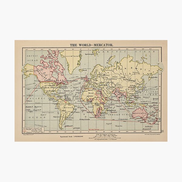 Item preview, Vintage Map of The World (1914)  designed and sold by BravuraMedia.