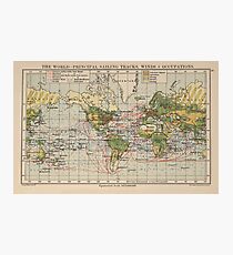 Vintage World Sailing Routes Map (1914) Photographic Print