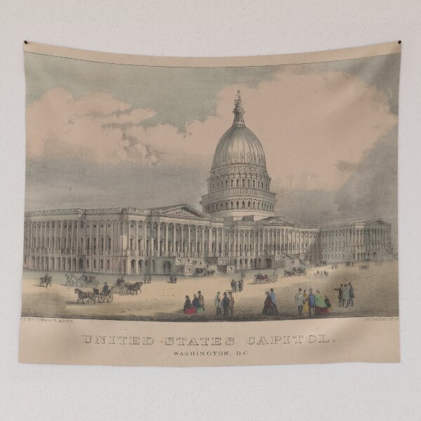 Item preview, Vintage US Capitol Building Illustration (1872) designed and sold by BravuraMedia.