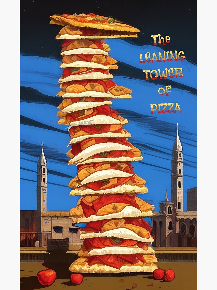 Leaning tower on sale of pizza