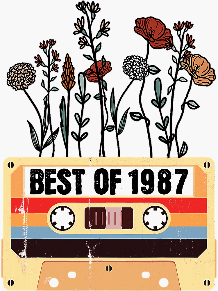 "Best of 1987, vintage birthday, floral birthday gift" Sticker for Sale