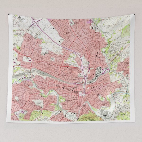 Item preview, Vintage Map of Roanoke Virginia (1963) 2 designed and sold by BravuraMedia.