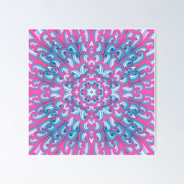 Item preview, Hand drawn ethnic pink and blue ornament designed and sold by Patternalized.