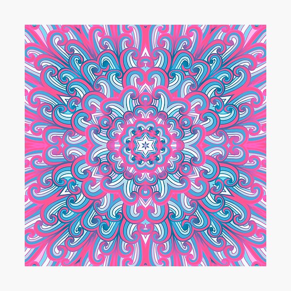 Item preview, Hand drawn ethnic pink and blue ornament designed and sold by Patternalized.