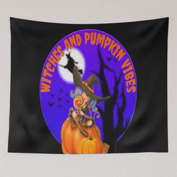 Item preview, Witches and Pumpkin Vibes,  Halloween Lettering Spooky Halloween kawaii fun design, Vintage Halloween, Kawaii Carved Pumpkin Vibes,Witches Brew And All Things Halloween designed and sold by Adri Barnard.