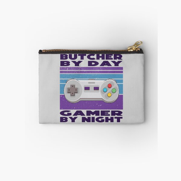 Item preview, Butcher by day gamer by night, dark text, funny games lovers, job, humor, joke, meme, gamer worker designed and sold by SGS-.