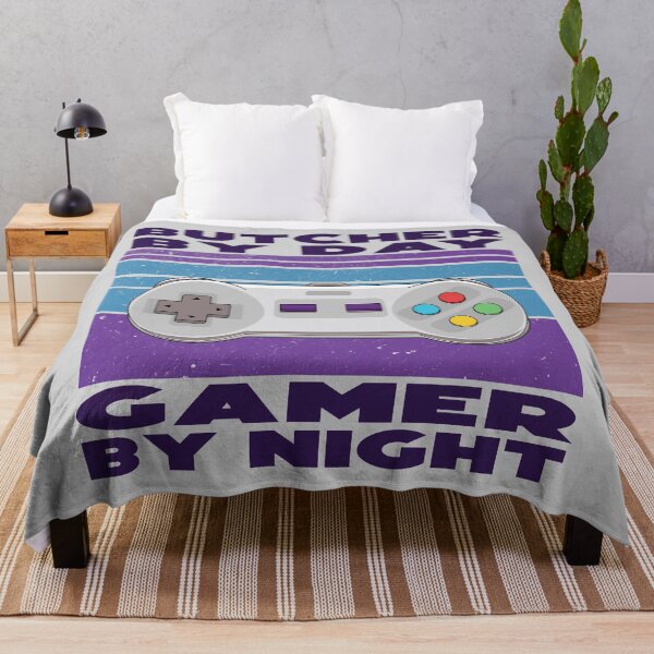 Item preview, Butcher by day gamer by night, dark text, funny games lovers, job, humor, joke, meme, gamer worker designed and sold by SGS-.