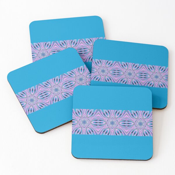 Item preview, Abstract Flowers Pattern Boho Vibes in a Thick Single Stripe on a Strong Blue Background designed and sold by Beachy.