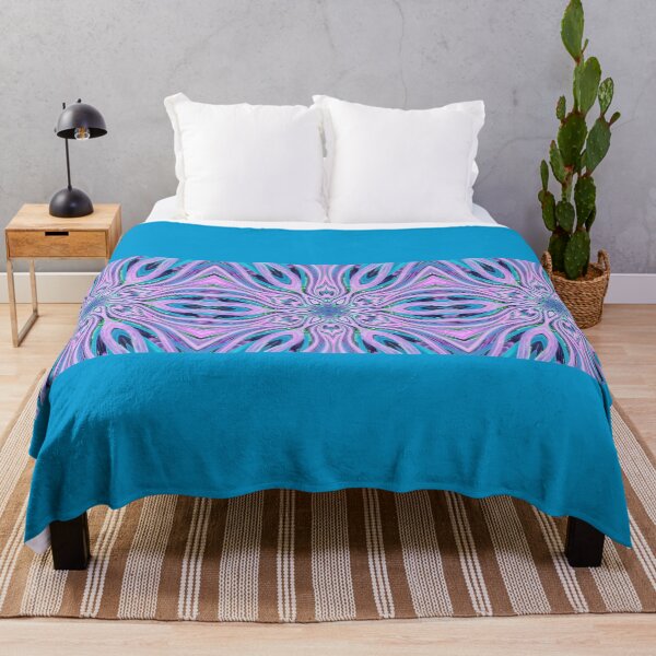 Item preview, Abstract Flowers Pattern Boho Vibes in a Thick Single Stripe on a Strong Blue Background designed and sold by Beachy.