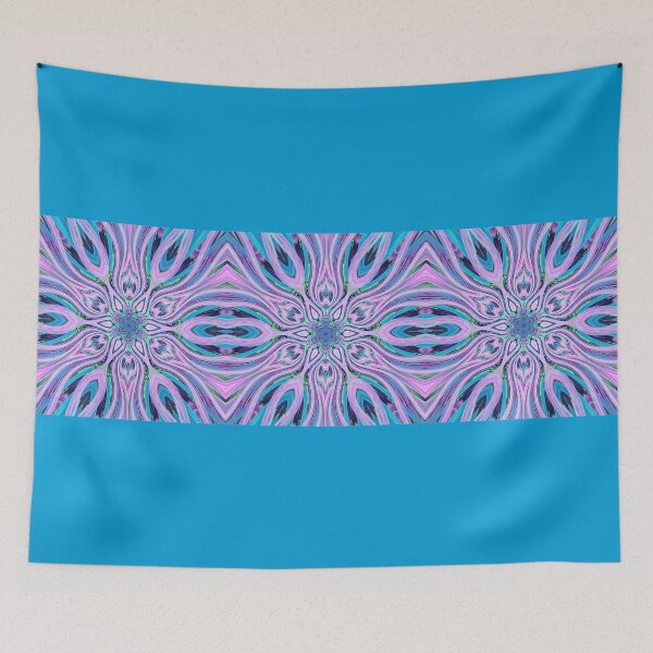 Item preview, Abstract Flowers Pattern Boho Vibes in a Thick Single Stripe on a Strong Blue Background designed and sold by Beachy.