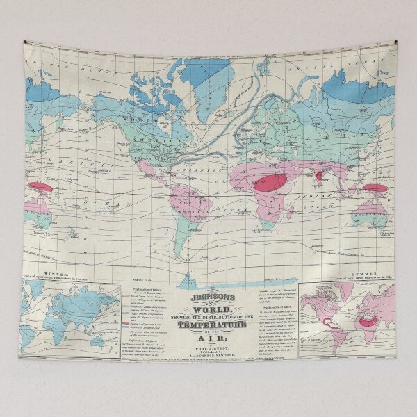 Item preview, Vintage World Climate Map (1870) designed and sold by BravuraMedia.