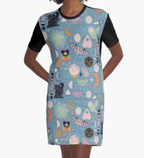 Lunar Pattern: Blue Moon Graphic T-Shirt Dress