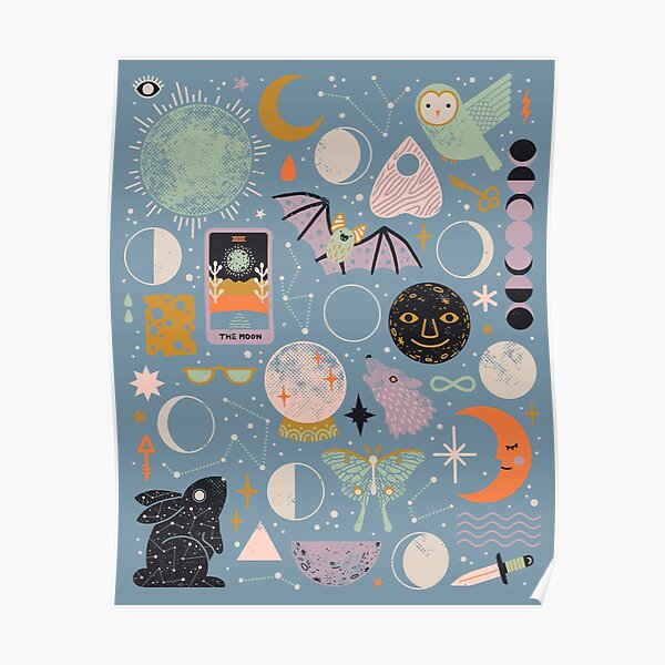 Lunar Pattern: Blue Moon Poster