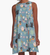 Mondmuster: Blauer Mond A-Linien Kleid