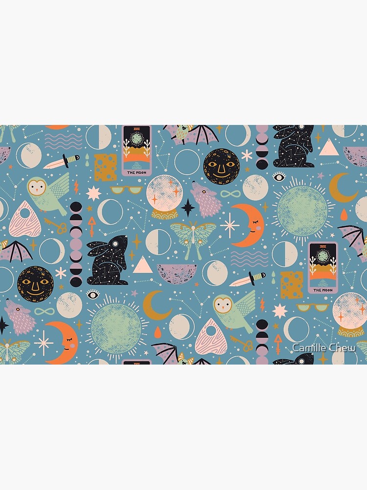 Thumbnail 2 of 2, Laptop Skin, Lunar Pattern: Blue Moon designed and sold by Camille Chew.