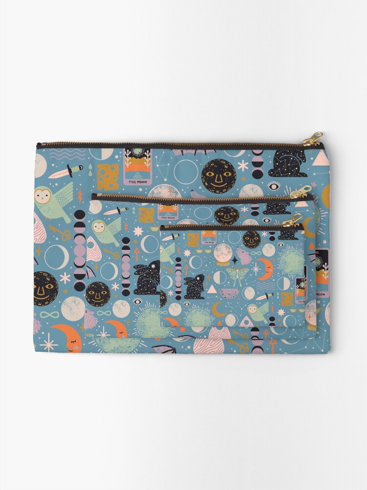 Alternate view of Lunar Pattern: Blue Moon Zipper Pouch