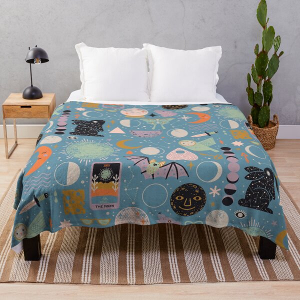 Lunar Pattern: Blue Moon Throw Blanket