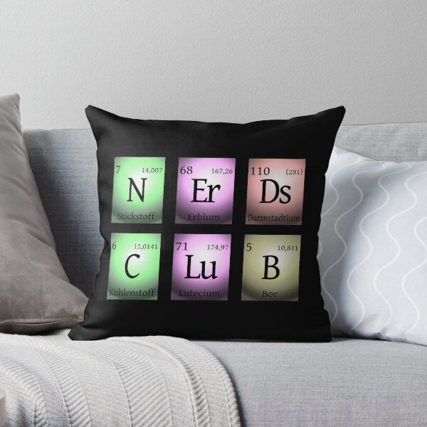 nerds club in chemischen Elementen... Throw Pillow